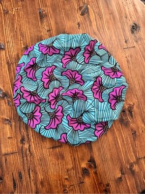 Turquoise & Pink Floral Satin Lined Bonnet